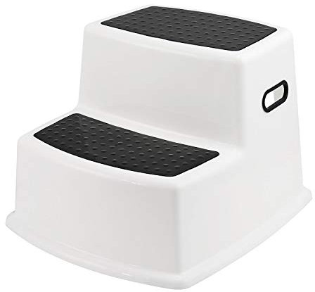 Taylor & Brown Dual Height Step Stool for Toddlers & Kids, Potty Training for Bathroom, Kitchen, Two-Step Design With Soft-Grips, Black