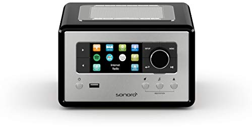 sonoro Relax Internetradio mit Bluetooth & USB (Sleep-Timer, UKW, DAB Plus, WLAN, MP3, Spotify, Amazon, Deezer, Meditation) Design Radiowecker Schwarz