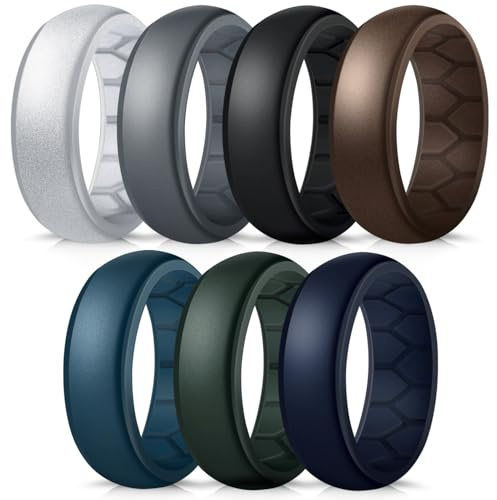 FORTHEE Silikon-Ehering für Herren, atmungsaktiver Luftstrom, innere Kurve, Herren-Gummi-Ehering, Verlobungsbänder für Crossfit-Workout, 10(19.8mm), Gummi, Kein Edelstein