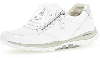 Gabor Damen Low Top Sneaker, Frauen Halbschuhe,lose Einlage,Plateausohle,weiblich,Lady,Ladies,Women's,Woman,schnürschuhe,Weiss/Silber,40 EU / 6.5 UK