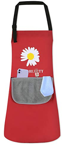 ZONEKEY Delantal Cocina Impermeable Delantal PVC Profesional Masterchef Con la Función de Limpiar las Manos Para Mujer y Hombre