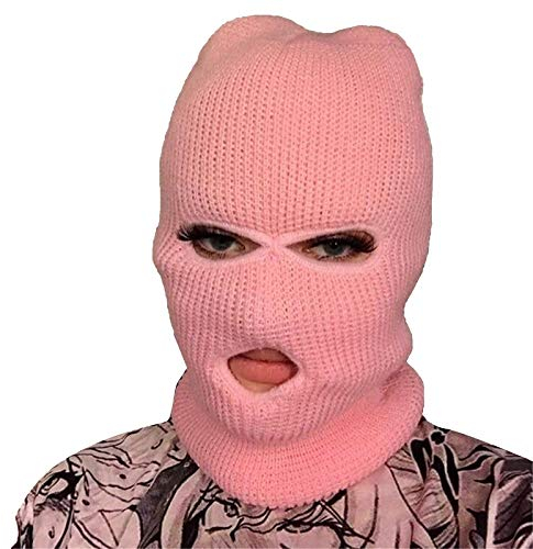 changchang High Fashion Unisex 3-Loch Sturmhaube Winddicht Gestrickte Gesichtsmaske für Wintersport in mehreren Farben, rose, Einheitsgröße