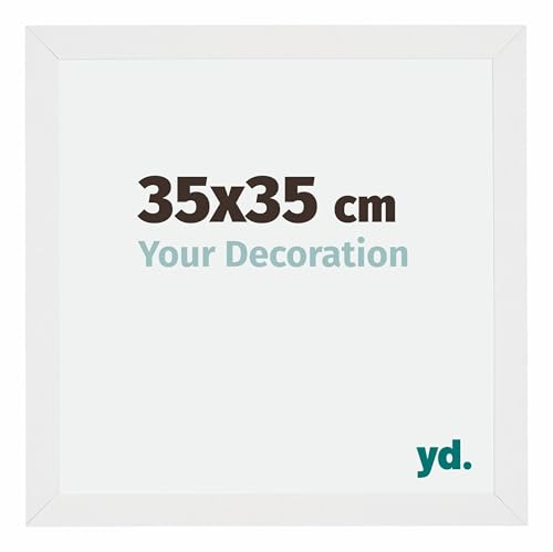 yd. Bilderrahmen 35x35 cm Weiß Hochglanz - MDF Rahmen Mura | Your Decoration, Acrylglas aus Kunststoff, Wandmontage, Geeignet für Fotos, Poster und Puzzles, Made in Holland