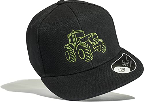 Baddery Kinder Cap : Traktor - Kappe Jungs Cappy Jungen Sport Mütze (One Size/Schwarz)