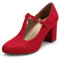DREAM PAIRS Eleganti Scarpe da Sposa Décolleté Mary Jane con Cinturino a T per Donna,Size 38.5,Rosso,DPU211