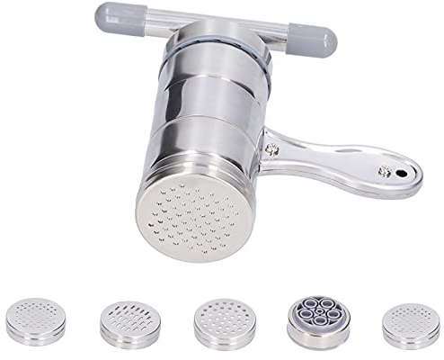 Goshyda Haushalt Nudelpresse Maschine, Edelstahl Manueller Pasta Maker Roller Cutter mit 5 Nudelform, für manuelle Fettuccine Spaghetti