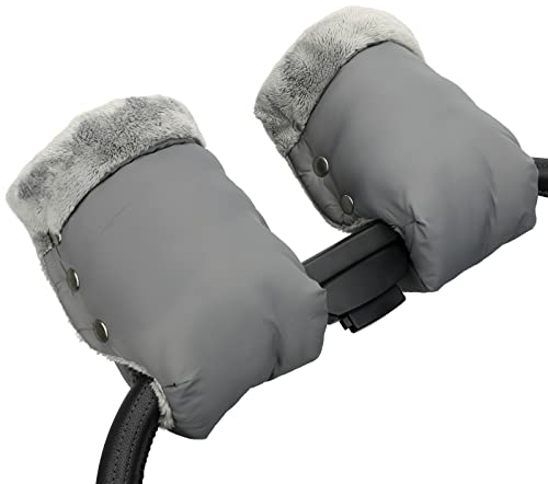 Fengzio Guanti Passeggino Scaldamani per Passeggino, Antigelo Guanti Manicotto Guanti impermeabili con Interno in Pile, Proteggi-mani accessori di dimensioni universali per passeggino (2-Grigio)