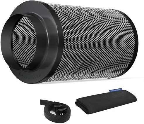 HYDROWE Luft-Kohlefilter, 10,2 cm, Geruchskontrolle, entfernt 3 x mehr Gerüche, Verunreinigungen. Australische Virgin-Holzkohle, Kohlefilter für Wachstumszelt, Hydrokultur, Vorfilter im Lieferumfang