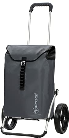 ANDERSEN Einkaufstrolley - Royal Shopper Ortlieb anthrazit 49 L Handwagen, wasserdicht, wetterfest, Aluminium, klappbar, leise Räder