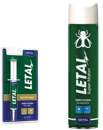 LETAL® Pack Insecticida Gel Hormigas + Super Matón | Pack contra los Insectos en Formato Gel y Aerosol | Insecticidas de acción rápida | Marca Zotal