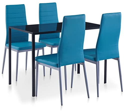 Chenshu 5-TLG. Essgruppe, Esstisch Mit Stühlen, Esstischgruppe, Esszimmergruppe,Küchentisch Mit Stühlen, Tischgruppe, Blau