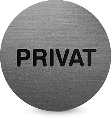 Türschild Piktogramm „PRIVAT“ - Runder Aufkleber aus PROTECT-Folie - Für Ihre Tür & Wand - Silber - Durchmesser Ø 7,0 cm - Selbstklebend - Betriebsausstattung24®