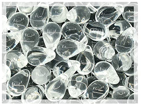 Czech 50-Piece Glass Beads, 6x9mm, Teardrop Transparent Crystal Clear