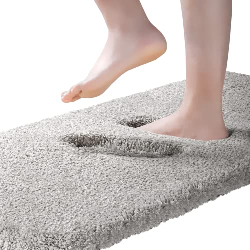 ROLIZOE Extrem Dicker Badematte rutschfest Badteppich Extra Lange Badezimmerteppich Superweicher Badeteppich Hochsaugfähige Mikrofaser Badläufer Badvorleger 50 x 122cm, Hellgrau