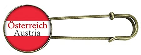 Brosche mit Anstecknadel, Metall, Retro-Design, Motiv: Österreich, M