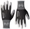 KAYGO 12 Paar Arbeitshandschuhe Dünn Tastsensibel, KG15P, Atmungsaktiv Nylon Liner mit PU Beschichtung, Guter Griff Leichte Schutzhandschuhe für Präzisionsarbeit, Montage, Lager (Schwarz, XL, Gr 10)