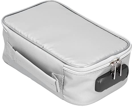 OUKENS Sac de Documents Ignifuge avec Serrure, boîte de Rangement de Documents Ignifuge étanche avec Fermeture à glissière Petit Sac de Documents Ignifuge Portable adapté aux Voyages(argenté)
