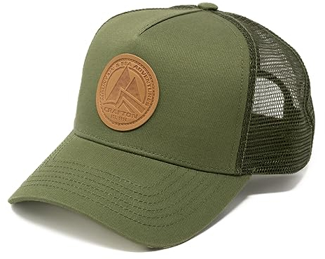 Crafton Classic Logo Mesh Trucker Cap - Baseball Cap - Unisex - atmungsaktiv - individuell verstellbar - für Damen und Herren Farbe: Classic Logo - Olive