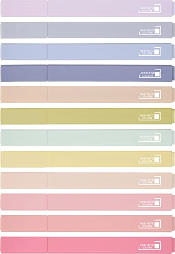 Willingood [12er-Pack] Ästhetische Textmarker mit weicher Keilspitze, No Bleed Bible Highlighter Pastell, Trocknet Schnell Highlighter Stifte