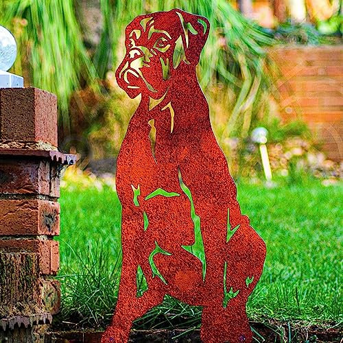 Boxer Garden Ornament Christmas Dog Lover Owner Gift BullMastiff Related Statue Figurine Metal Home Decor Sculpture Mastiff (Brindle, Fawn - Natural Oxidised)