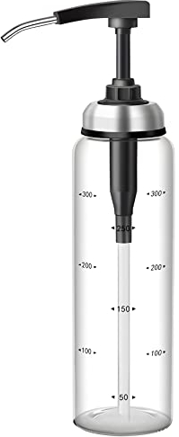 Giilayky Distributeur de Pompe à Sauce avec Bouteille en Verre Distributeur de Condiments de Cuisine éTanche pour Miel Ketchup Moutarde Mayo