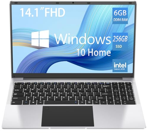 SZTPS 14.1 Inch Ordenador Portatil de Windows 11 Laptop PC Intel Celeron J4105, 6GB DDR4256GB SSD Computadora Portatil FHD IPS (1920 * 1200) ,Quad Core 4000mAh Battery 5G WiFi HDMI QWERTY Keyboard