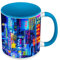 Mug de Couleur Qualité Premium Bleu - Japon Tokyo Nuit Ville Decoration Lumiere - Tasse avec anse et intérieur de couleur