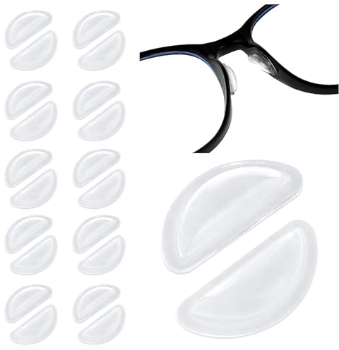 Ouligay 10 Pairs Silicone Glasses Nose Pads Soft Nose Pads for Glasses Adhesive Sunglasses Nose Pad Stick On Eyeglasses Nose Bridge Pads Glasses Nose Grips for Eye Glasses Sunglasses