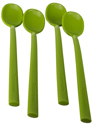 Tupperware Allegra Löffel Set 4x grün Cappuccinolöffel Müslilöffel Kaffeelöffel Mokkalöffel Dessertlöffel (inkl. 1x Bio Saatgut)
