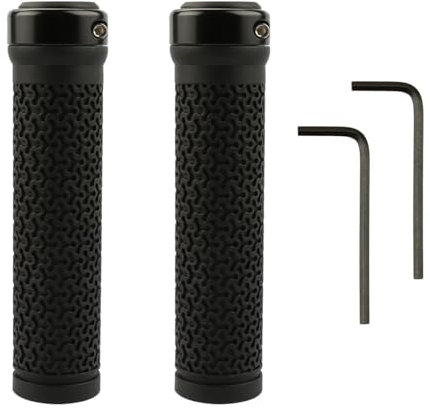 Tabanzhe 2 PCS Rubber Mountain Bike Handlebar Grips,Non-Slip Lightweight Cycling Grips with 2PCS Allen Wrenches,Professional Single Lock-on Replacement Bicycle Handlebar for MTB BMX Bikes(Black)
