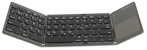 Silvergear® Bluetooth Tastatur Klappbare | Tastatur mit Touchpad für Unterwegs | Kabellose Tastatur für Android, iOS, iPad, Windows & Mac | Wireless Keyboard | Schwarz