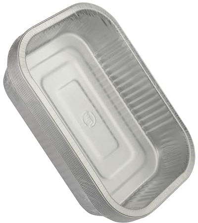 Coppice Strong Rectangular Aluminium Foil Tray for Air Fryer, Roasting, Grilling, BBQ & Food Storage | Freezer, Microwave & Oven Safe | 20cm x 13cm x 4cm (10 Containers)