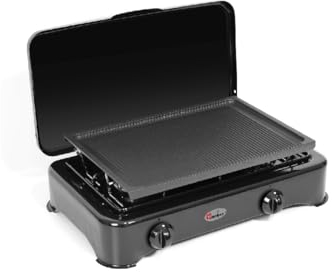Generico CFParker Fornello a Gas 2 Fuochi a Gas Gpl per Uso Esterno corrredato di piastra in alluminio Made in Italy - mod. 5326NGPMaria