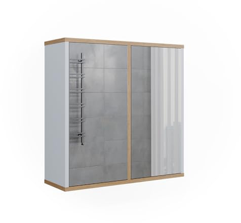 Vicco Badspiegelschrank Didi, Weiß/Artisan, 60 x 60 cm mit Zwei Spiegeltüren