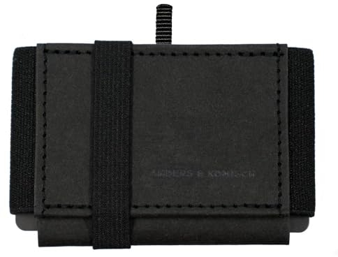 Anders & Komisch MINI PRO Portemonnaie mit Münzfach Herren - Kleiner Geldbeutel Damen nachhaltig und clever - Minimal Wallet (Schwarz) 9 x 5,5 cm