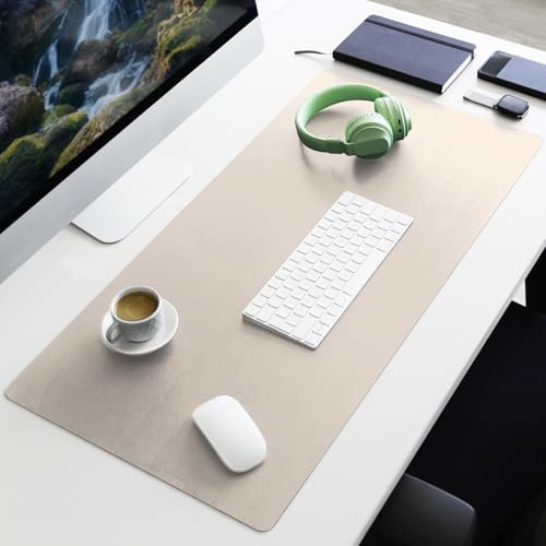Floordirekt Schreibtischunterlage aus Kunstleder - Schreibtisch Unterlagenmatte, Tischauflage für Büro und Schule, Mousepad Schreibunterlage, Schreibtischmatte Nero (Beige, 120 x 60 cm)