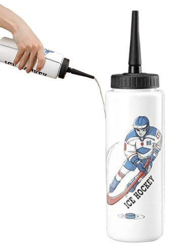 Exprimir botellas de agua deportivas | Botella de hockey sobre hielo de 1 litro de gran capacidad a prueba de fugas | Botellas de agua portátiles de fútbol con punta extendida para los amantes de los