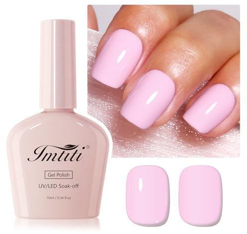 Imtiti Smalto per unghie rosa baby, 1 pezzo di smalto gel appena rosa, smalto gel UV LED, lunga durata, nail art manicure fai da te a casa per l'autunno e l'inverno (10 ML)