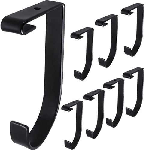 Saderoy 8-Pack Heavy Duty Add-On Flat Hook Accessory for Garage Ceiling Storage Rack and Wall Shelving, Alloy Steel, Black - Suitable for FLEXINOUMTS Racks and Shelves