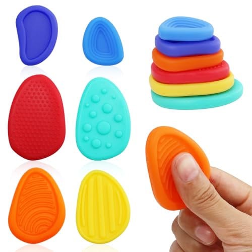 Sensory Fidget Toys - 6Pack Textured Worry Stones for Kids with Autism, Quiet Classroom Toys, Anxiety Relief for Kids & Adults
