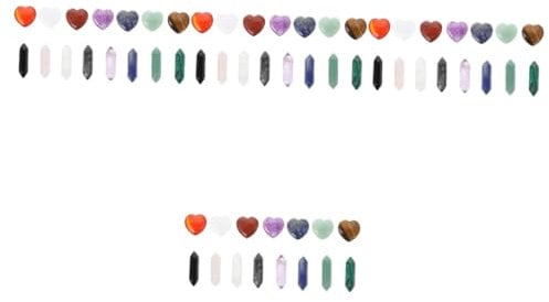 Healeved 60pcs Natural Hexagonal Gemstones Chakra Crystals Heart Shaped Pendants for Meditation Jewelry