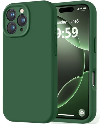 LOVE 3000 Designed for iPhone 16 Pro Case, Premium Silicone with [Soft Anti-Scratch Microfiber Lining] Shockproof Protective Phone Case for Lanyard 6.3, Green