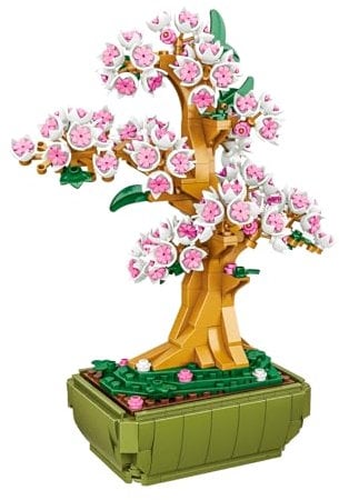 Sakura Bonsai with Flowerpot Building Block Set, Cherry Blossoms Flowers Building Kit, DIY Plant Model for Adults,Botanical Collection, Idea for Home Office Decor(550PCS)
