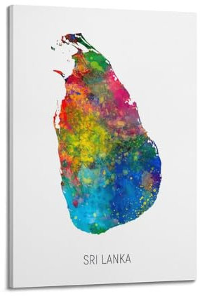 Reiseposter, Sri Lanka, Aquarellkarte, Poster, dekorative Malerei, Leinwand, Wandposter und Kunstdruck, moderne Familienschlafzimmer-Dekoration, Poster, 20 x 30 cm