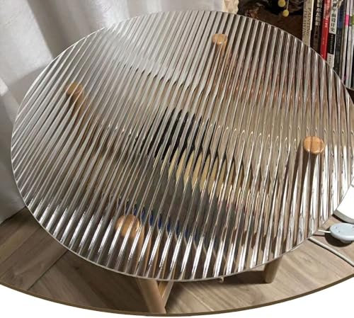 HAEKEBC Tischplatte Aus Gehärtetem Glas 90cm Runder Esstisch Glastischplatte, Gestreiftes Dekoratives Glas Moderner Couchtisch Terrassentisch Ersatz-Restauranttisch(36in/90cm)