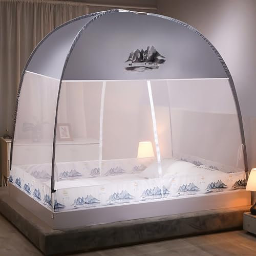 Generisch Pop-Up-Moskitonetz-Zeltüberdachung für Betten, selbststehendes Zelt für Camping, mit vollständig geschlossenem Netzboden, zusammenklappbares tragbares Design,F,1.2M