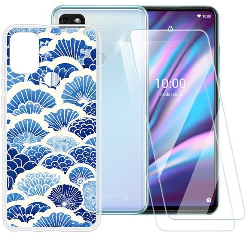 Coque TPU Imprimée + Lot de 2 Vitres Trempées Compatible avec Wiko View 5, Coque Artistique Fine Antichoc, Résistante aux Rayures, Protection Complète