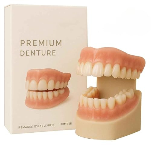 Premium Denture, Premium Dentures, Set de fausses dents, Denture en silicone bouche complète pour hommes femmes (1pcs)