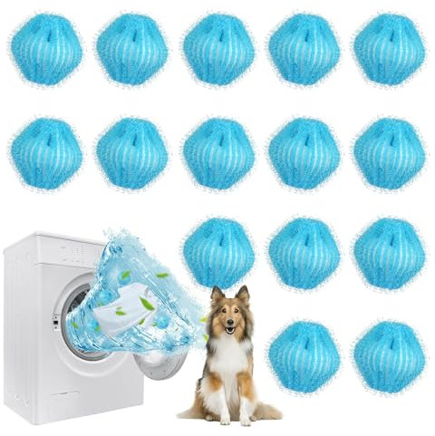 Boule Anti Poils Machine à Laver, 15 Pièces Nylon Boule de Lavage Réutilisable Colorfast Pour Meilleure Friction du Linge,Boule de Lavage pour Chien Chats Nettoyer poils,Réduire l'enchevêtrement
