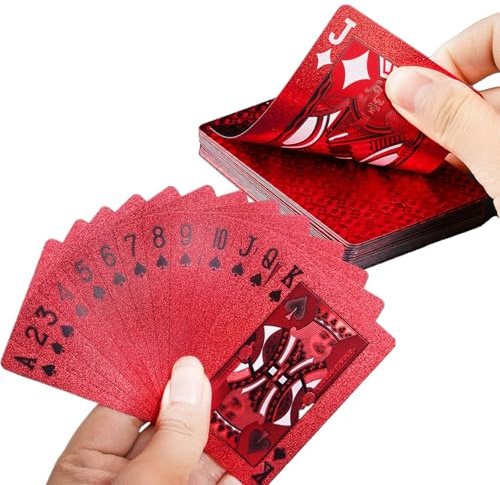 Mimoqk Rote Spielkarten,54 Stück wasserdichte 2026 Neujahr Tisch Poker Karten,Klassische Spielkarten | Für Frühlingsfest Erwachsene Frauen Männer Feiertagsversammlungen Reisen Weihnachten Kinder
